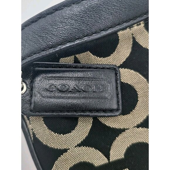 COACH Signature Kristen Canvas Black Gray Crossbody Handbag Silver Hardware - Picture 4 of 12